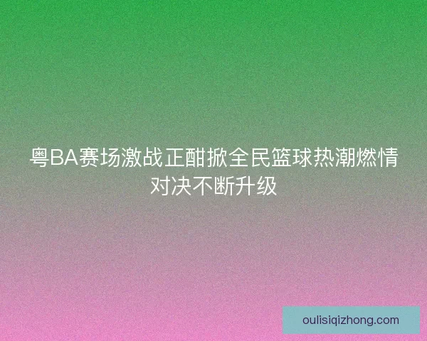 粤BA赛场激战正酣掀全民篮球热潮燃情对决不断升级